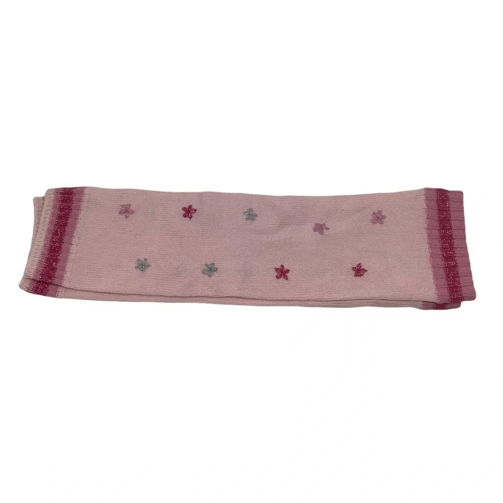 NWOT Girls Pink Knit Snowflake‎ Print Metallic Leg Warmers Size Big Girls 9-10
